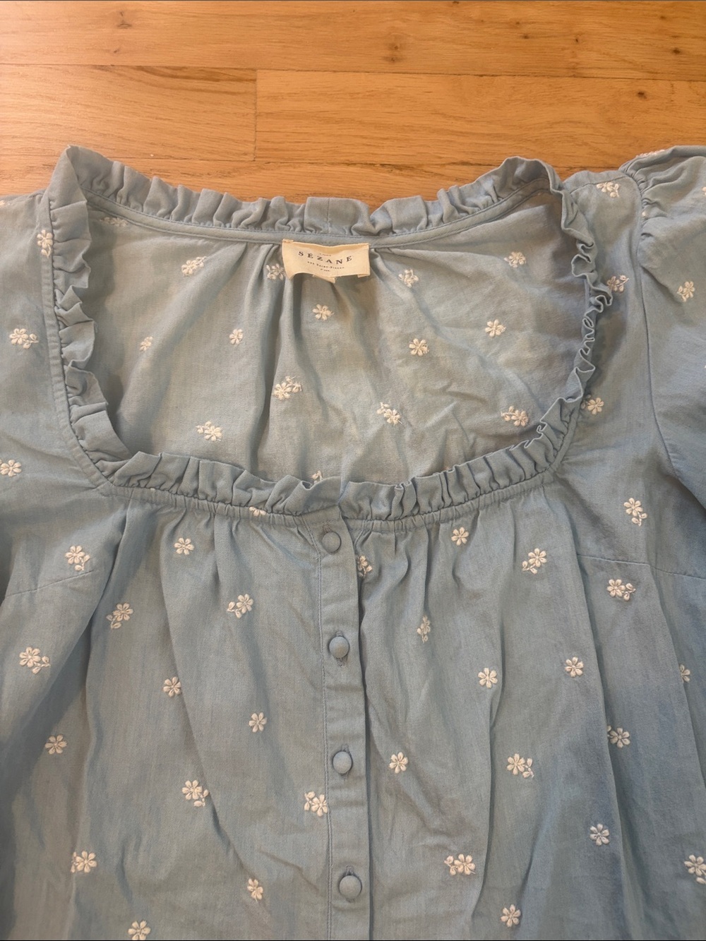Sezane Kellia Shirt Light Denim - Size 6 - Picture 5 of 8